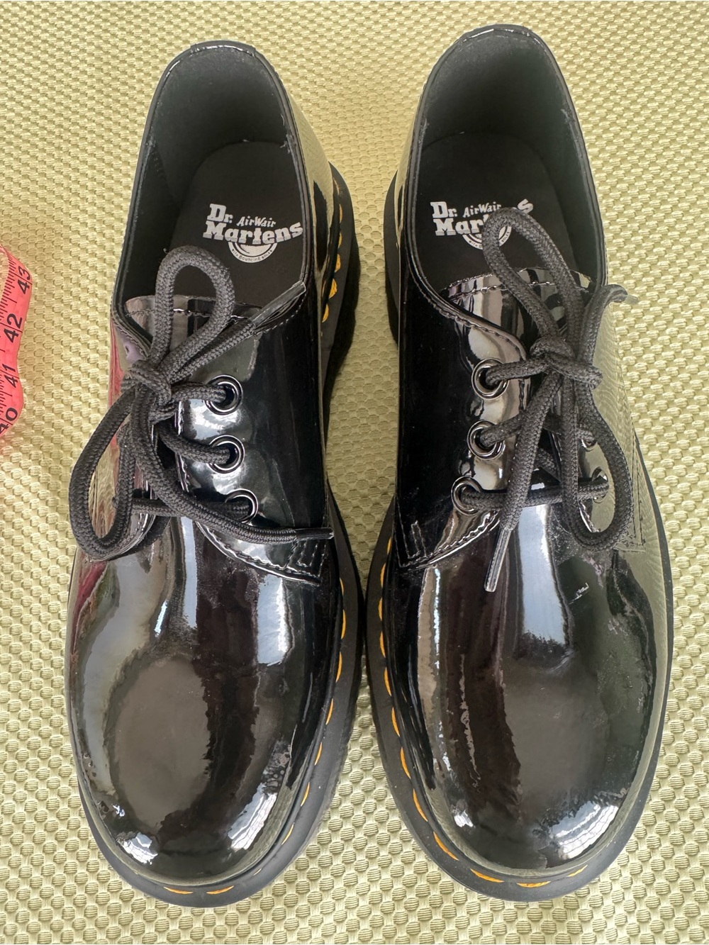 Dr. Martens Air Wair Size 10 Black Patent 3-Eye Lace-Up Platform Oxfords -NEW
